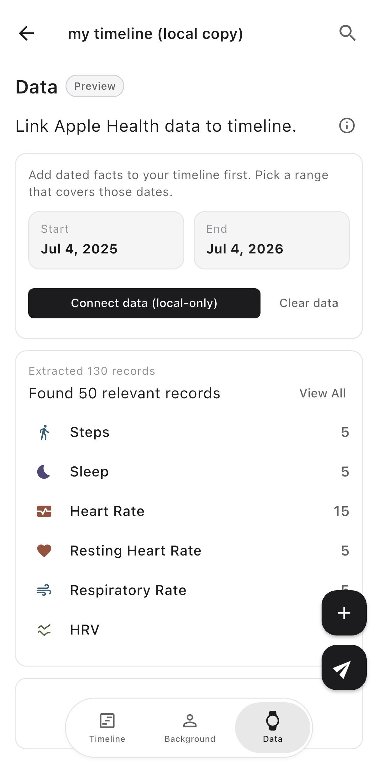 Apple Health connection screen